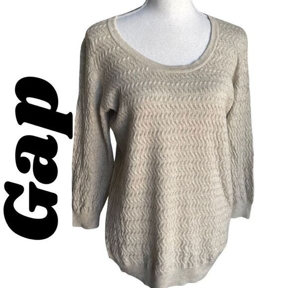 GAP super soft scoop knit top w/ zig zag pattern, tan - Picture 1 of 9